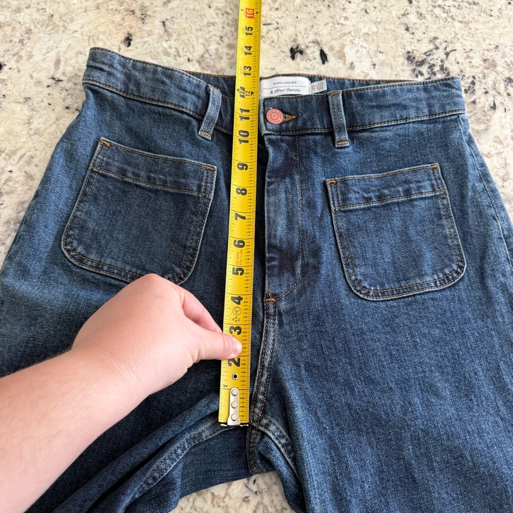 & Other Stories High Rise Flare Patch Pocket Jeans Medium Wash Size 29 - Picture 10 of 16
